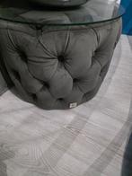 Riviera Maison Antraciet Poef met glasplaat, Ophalen, Minder dan 50 cm, Rond, Minder dan 50 cm