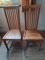 4 Teak stoelen te koop, Huis en Inrichting, Stoelen, Ophalen, Bruin, Zo goed als nieuw, Vier