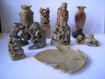 CHINESE SPEK STENEN BEELDEN 10 X  IN GOEDE STAAT . beschikbaar voor biedingen