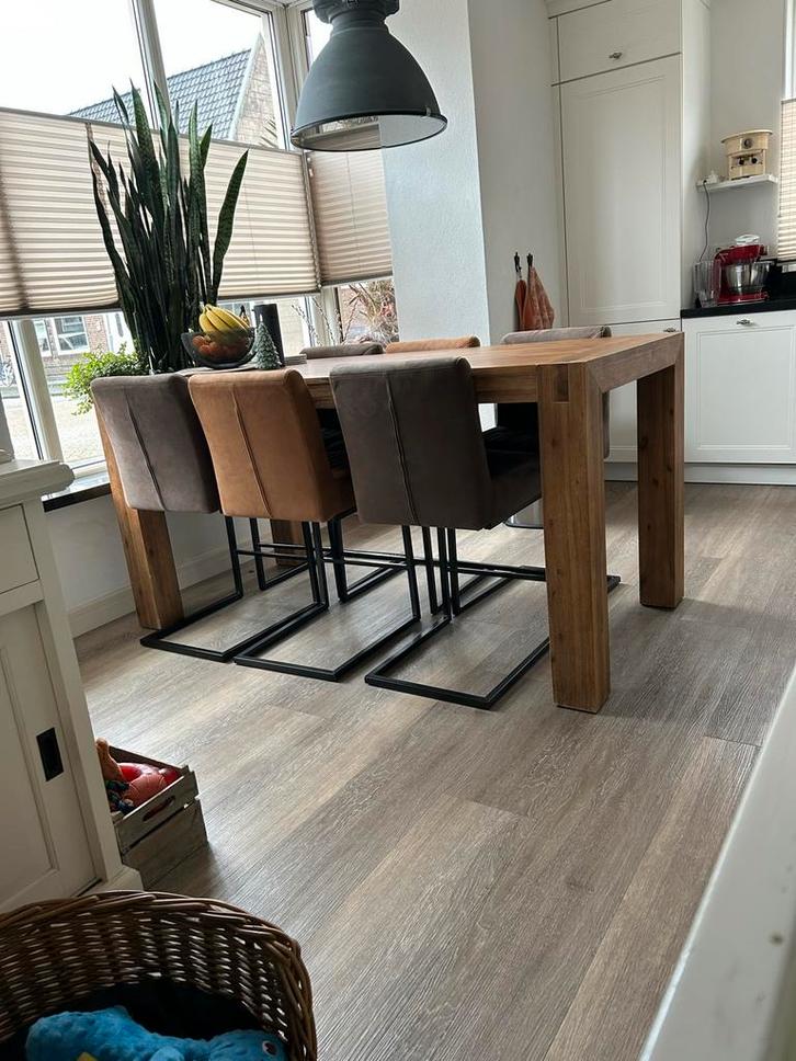 Bartafel met 6 Krukken, Huis en Inrichting, Tafels | Eettafels, Gebruikt, 50 tot 100 cm, 150 tot 200 cm, Vijf personen of meer