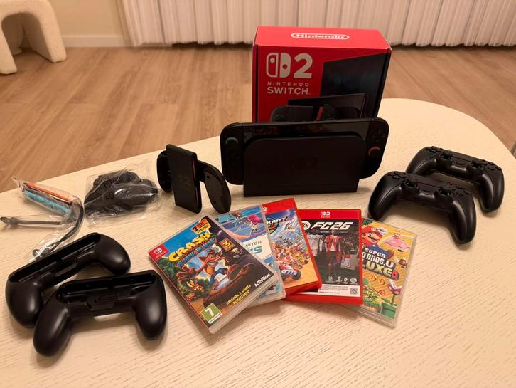Nintendo Switch 2 + 5 Spellen+Accessoires – Compleet Pakket, Spelcomputers en Games, Spelcomputers | Nintendo Switch, Zo goed als nieuw