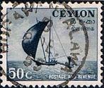 1951 Ceylon Outrigger Canoe 50c gebruikt, Verzenden, Gestempeld, Zuid-Azië