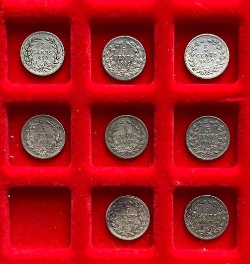 serie 5 cent / stuiver Willem III ( 1850 - 1879 ), Postzegels en Munten, Munten | Nederland, Setje, 5 cent, Koning Willem III