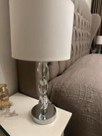 Kristallen Tafellampen met Witte Kappen 2 stuks, Ophalen of Verzenden, Gebruikt, Glas, Minder dan 50 cm