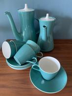 Poole pottery celeste koffie- en theekan + 5 kop met schotel, Ophalen of Verzenden