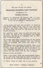 Wilhelmus J.J. Hofstede 1901 Oldenzaal + 1964 Helmond, Verzamelen, Bidprentjes en Rouwkaarten, Verzenden, Bidprentje