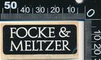 Sticker: Focke en Meltzer, Verzenden, Zo goed als nieuw, Bedrijf of Vereniging