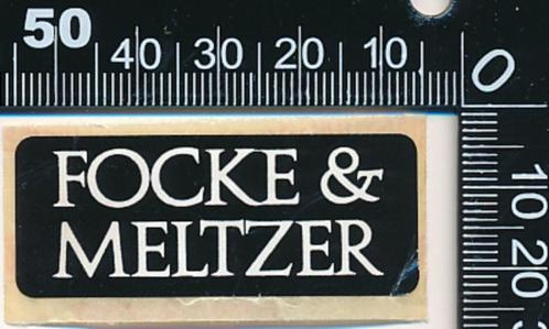 Sticker: Focke en Meltzer, Verzamelen, Stickers, Zo goed als nieuw, Bedrijf of Vereniging, Verzenden
