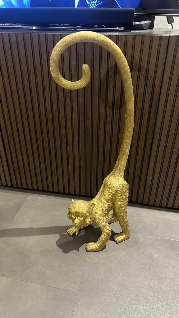 Gouden aap beeld / decoratief kunstbeeld –, Huis en Inrichting, Woonaccessoires | Overige, ., Ophalen of Verzenden, Zo goed als nieuw