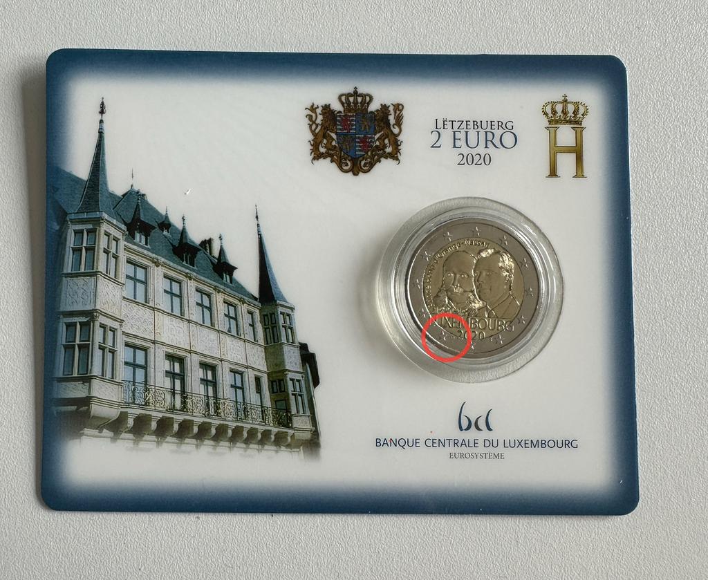 Luxemburg 2euro cc 2020 BU coincard - “Prins Hendrik”, Postzegels en Munten, Ophalen of Verzenden, Luxemburg, 2 euro, Losse munt