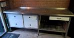 RVS Werkbank met Schuifdeuren en Lade, Ophalen