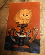Rode fluffy kitten op weegschaal, Verzenden, 1960 tot 1980, Ongelopen, Hond of Kat