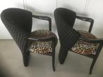 Set van 2 Zwarte Stoelen met Luipaardprint, Huis en Inrichting, Stoelen, Ophalen, Twee, Zwart, Zo goed als nieuw