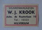 Sigarenmagazijn   W.J. KROOK   HILVERSUM, Verzenden, Zo goed als nieuw, Luciferdoosjes of -merken