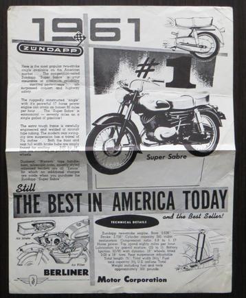 Folder Zündapp Super Sabre 250 - 1961 (USA) - 250 Trophy S beschikbaar voor biedingen