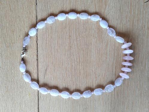 Handgemaakte kralenketting rozenkwarts, Sieraden, Tassen en Uiterlijk, Kettingen, Zo goed als nieuw, Roze, Ophalen of Verzenden