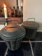2 oude Bakvormen met deksel tulband poffert brocante, Ophalen of Verzenden