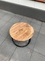 Stoere industriele mango houten | metalen ronde salontafel, Ophalen, Minder dan 50 cm, Rond, Minder dan 50 cm