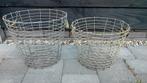 Twee metalen aardappel- of houtmanden, Tuin en Terras, Bloembakken en Plantenbakken, Ophalen of Verzenden, Gebruikt, Rond, Minder dan 60 cm
