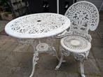 metalen tafel en stoel voor buiten, Ophalen, Gebruikt, Overige materialen, Tuinset