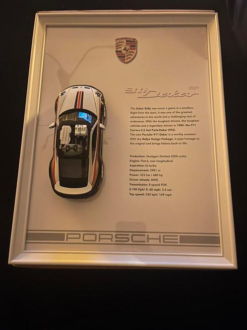 Dakar Porsche 911 op exclusieve ingelijste beschrijving!!, Hobby en Vrije tijd, Modelauto's | 1:24, Nieuw, Auto, Overige merken