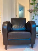 Bruine leren fauteuil, Huis en Inrichting, Fauteuils, Ophalen, Gebruikt, Leer, 75 tot 100 cm