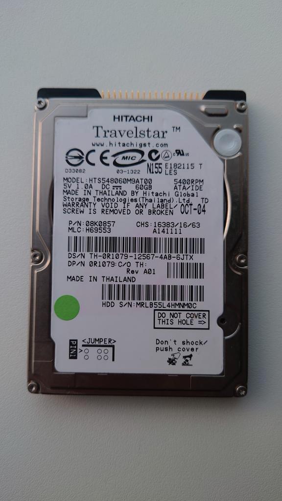 Hitachi 60GB IDE 5400rpm laptop harddisk, Computers en Software, Harde schijven, Gebruikt, Laptop, Intern, HDD, IDE, Ophalen of Verzenden