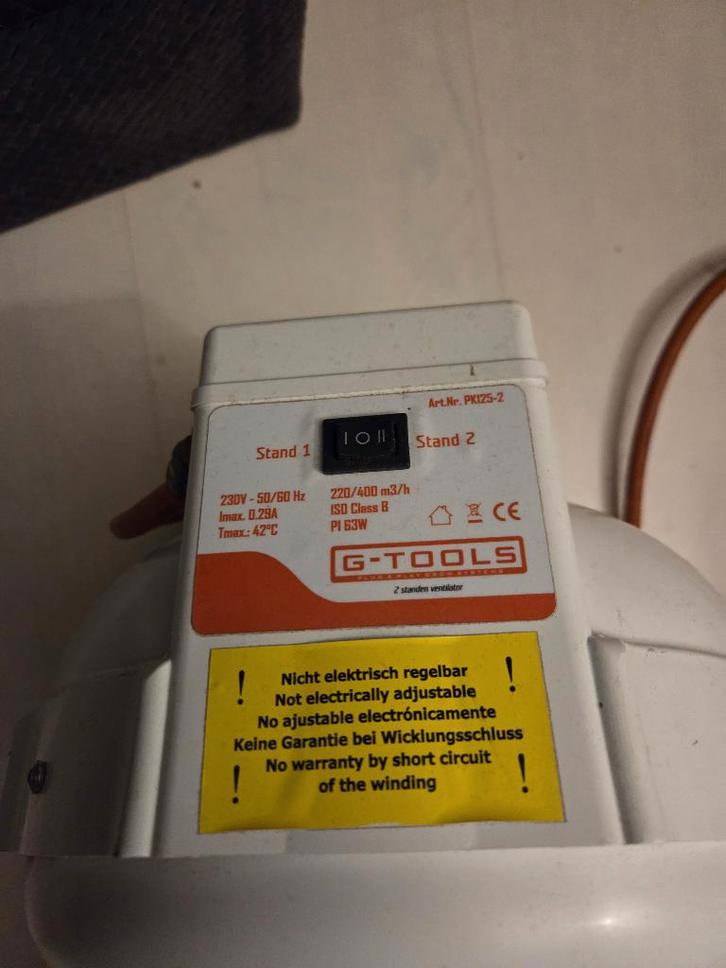 Buisventilator g-tools 400m3, Doe-het-zelf en Verbouw, Ventilatie en Afzuiging, Zo goed als nieuw, Afzuiger, Ophalen of Verzenden