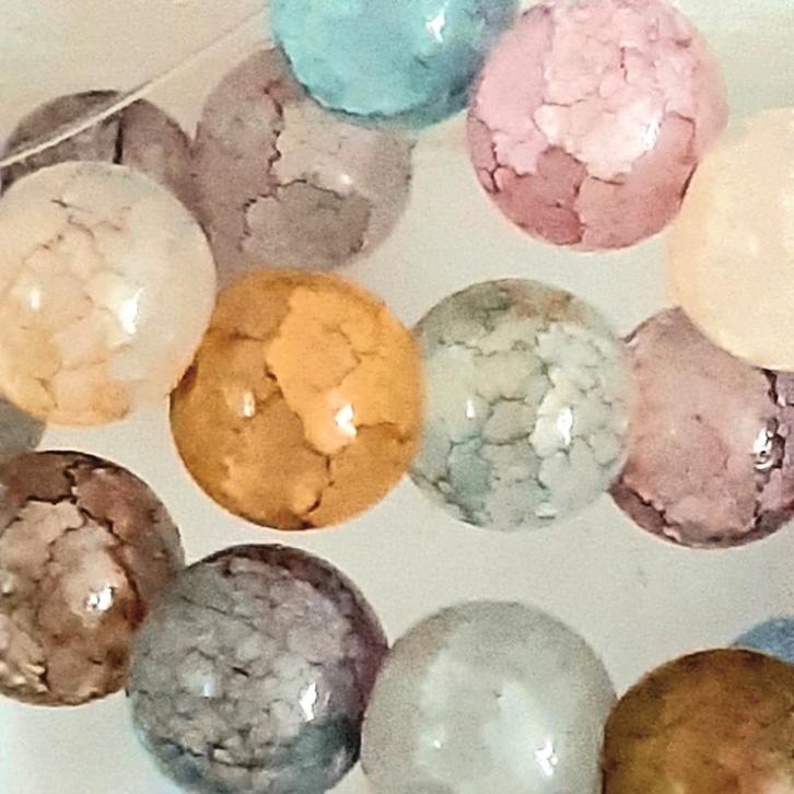 Streng Craquelé Glaskralen 7.5 mm, Hobby en Vrije tijd, Kralen en Sieraden maken, Nieuw, Kraal, Ophalen