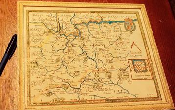 Oude Handgetekende Landkaart Regio Londen 1575 beschikbaar voor biedingen