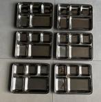 Kerst feestjes 6 inox stapelbare borden met vakverdeling, Huis en Inrichting, Keuken | Servies, Ophalen of Verzenden, Zo goed als nieuw