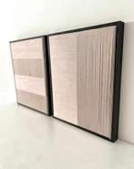 2 Japandi art geweven schilderijen met touw oud roze, Nude, Ophalen of Verzenden, Nieuw