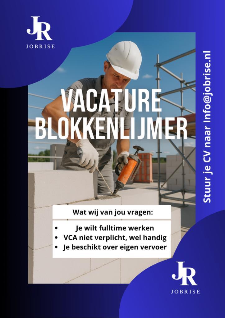 vacature  Kalkzandsteen  Lijmer, Vacatures, Vacatures | Bouwnijverheid, Freelance of Uitzendbasis, 33 - 40 uur