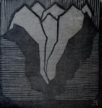 Dirk Koning - Houtdruk: Waterlelie, Ophalen of Verzenden