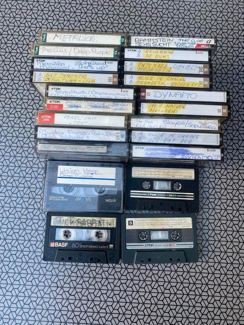 Kleine verzameling zelf opgenomen heavy rock en grunge tapes, Cd's en Dvd's, Cassettebandjes, Gebruikt, Voorbespeeld, Rock en Metal