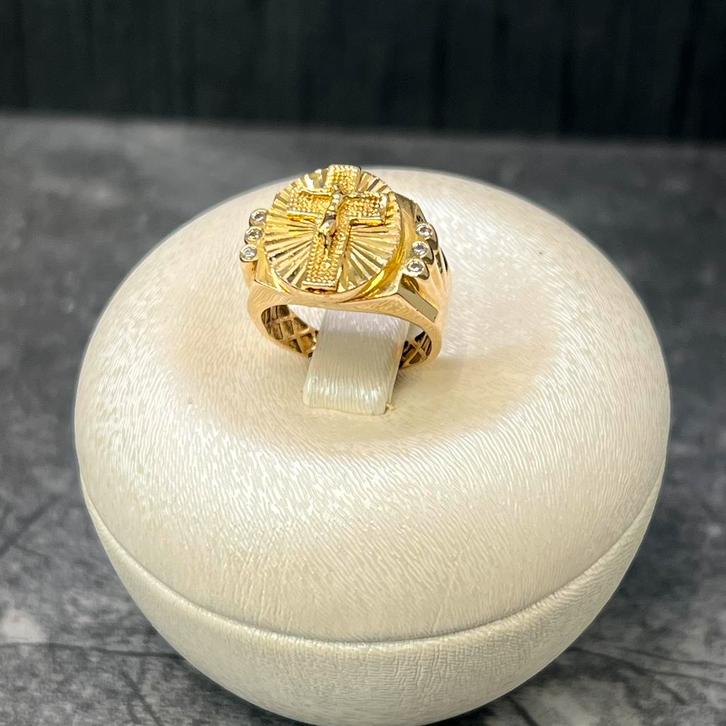 21k gouden kruis ring, Sieraden, Tassen en Uiterlijk, Ringen, Nieuw, Goud, Ophalen of Verzenden