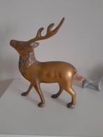 Messing Hert met gewei. Ongeveer 13 cm hoog., Antiek en Kunst, Ophalen of Verzenden
