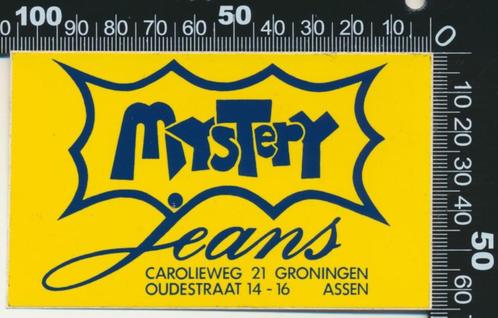 Sticker: Mystery Jeans - Groningen - Assen, Verzamelen, Stickers, Zo goed als nieuw, Bedrijf of Vereniging, Ophalen of Verzenden