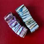Parelmoeren schelpen armband paars en blauw, Ophalen of Verzenden, Zo goed als nieuw, Blauw, Overige materialen
