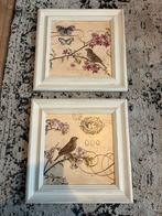 Vogel Schilderijen Set - Houten Lijsten, Ophalen of Verzenden, Zo goed als nieuw, Print, Minder dan 50 cm