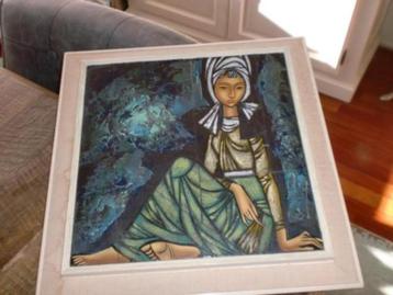 Wanddeco 70's ~ PARASTONE Tableau ~ MOZAÏEK afbeelding VROUW beschikbaar voor biedingen