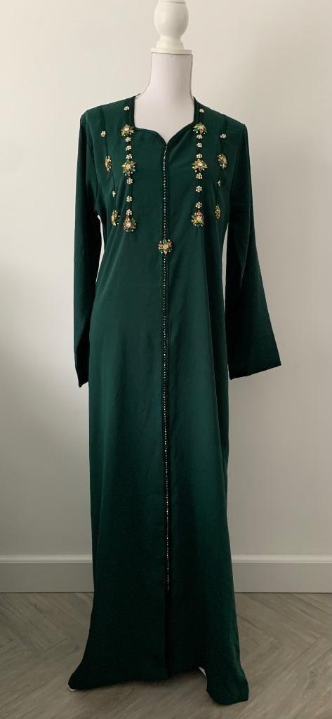 Mooie mosgroene KAFTAN maat S - M!, Kleding | Dames, Gelegenheidskleding, Zo goed als nieuw, Overige typen, Groen, Verzenden