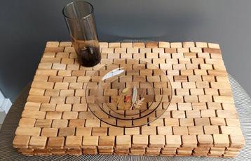 6 Vintage houten placemat teak