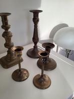 Oude Vintage Kandelaar Set Messing Kandelaars, Antiek en Kunst, Antiek | Kandelaars, Ophalen, Overige materialen