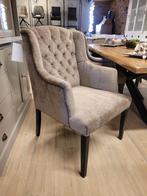 VOORRAAD Landelijke Eetkamerbank 180 cm + 3 Stoelen Victoria, Ophalen of Verzenden, Nieuw, Stof, Landelijke eetkamerstoelen eetkamerbank stof tempo taupe