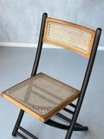 Jaren 70 klapstoelen 2x vintage retro klapstoel prijs p/stuk, Riet of Rotan, Gebruikt, Twee, Zwart