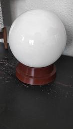 Vintage plafondlamp witte glazen bol bruine rand, Ophalen of Verzenden, Gebruikt, Glas
