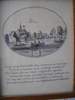 gravure 18e eeuw Het dorp Alphen(ZH) rond 1793 ingelijst, Antiek en Kunst, Kunst | Etsen en Gravures, Ophalen of Verzenden