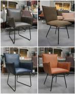 4 x luxe eetkamerstoel SANNE Jess design 4 kleuren leer, Huis en Inrichting, Stoelen, Ophalen, Zo goed als nieuw, Metaal, Vier