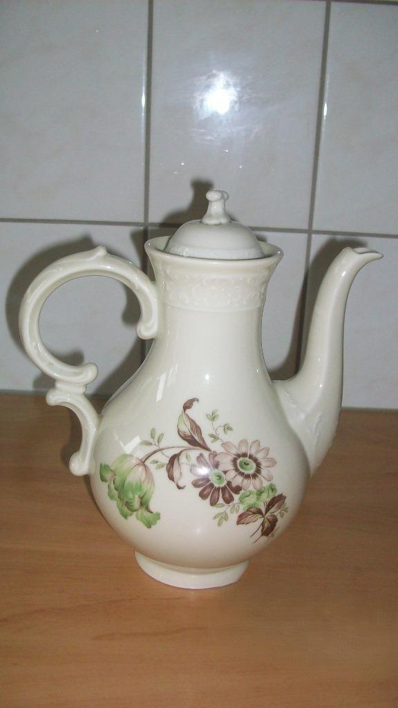 Sierlijke koffiekan met groen/bruine bloem, Huis en Inrichting, Keuken | Servies, Zo goed als nieuw, Overige typen, Overige stijlen